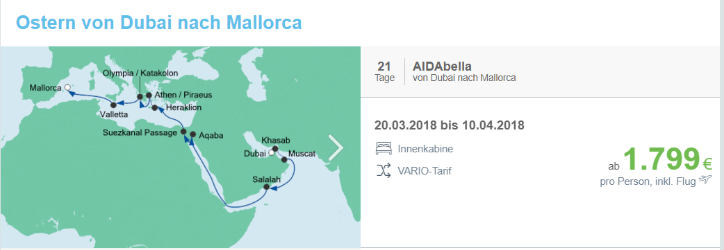 AIDAbella Dubai-Mallorca