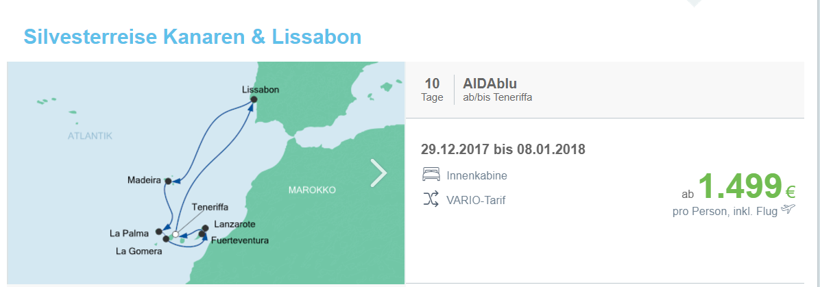 AIDAblu VARIO Preise Kanaren