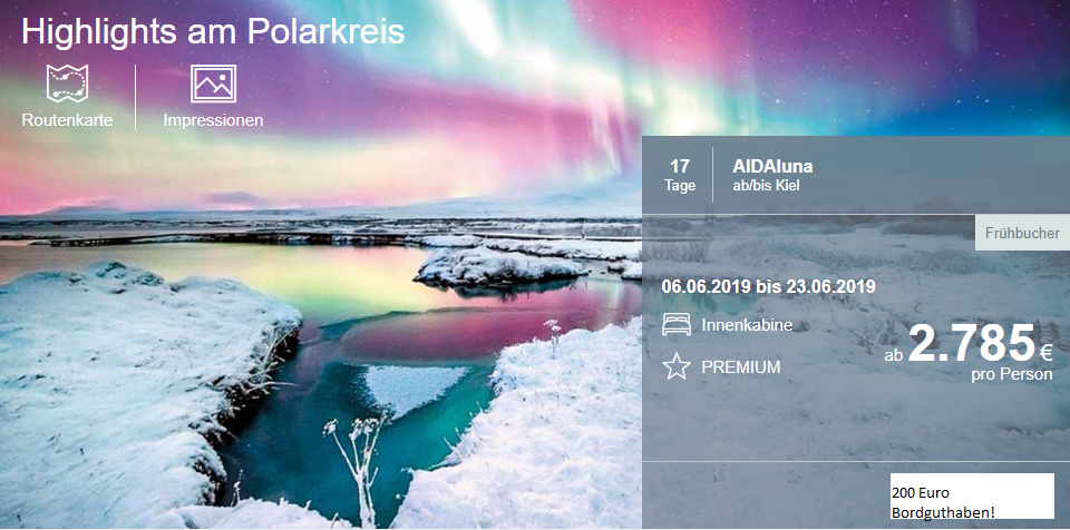  Aida Nordland Premium inklusive Bordguthaben im Sommer 2019 Illustration 