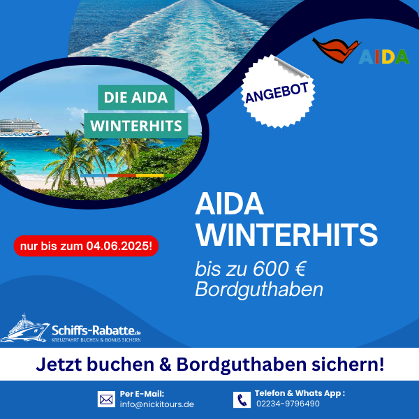 AIDA bis zu 600€ Bordguthaben