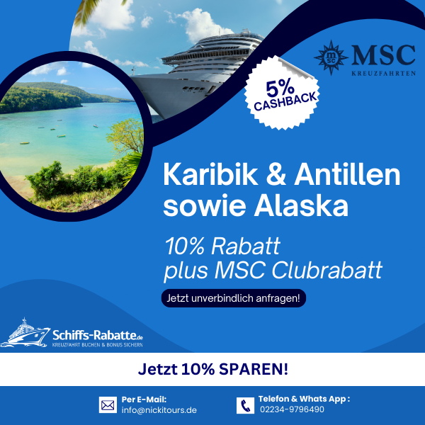 MSC 10% Rabatt auf Karibik & Alaska MSC 10% Rabatt auf Karibik & Alaska