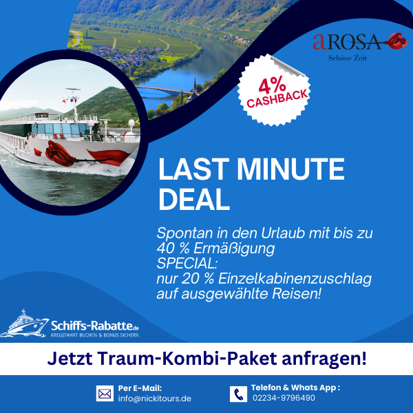 LAST MINUTE DEALS mit A-ROSA Flusskreuzfahrten